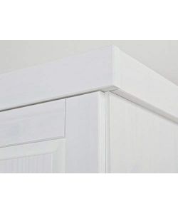 Armadio Geraldo in Pino Massello Bianco con Specchio - 140x55x190 cm