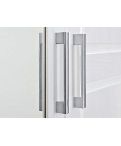 Armadio Geraldo in Pino Massello Bianco con Specchio - 140x55x190 cm