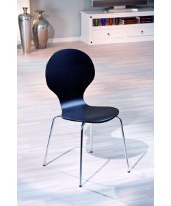 Sedia Impilabile di Design in Multistrato e Metallo Cromato - Nero Laccato 44,5x49x88 cm