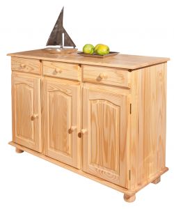 Credenza 3 ante e 3 cassetti 130 x 43 x 87 Naturale Abaco