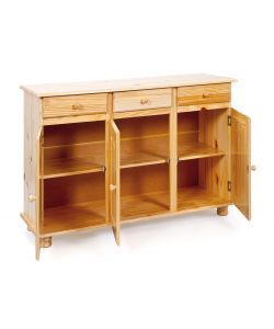 Credenza 3 ante e 3 cassetti 130 x 43 x 87 Naturale Abaco