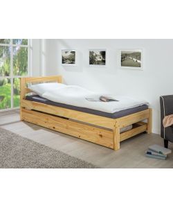 Inter Link Cassetto Estraibile per Letto con Ruote - Pino Massello Naturale - L 194 x P 94 x H 22 cm