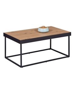 Inter Link Tavolino da Caffè Passione 90x55x40 cm Metallo Nero Rovere Artisan