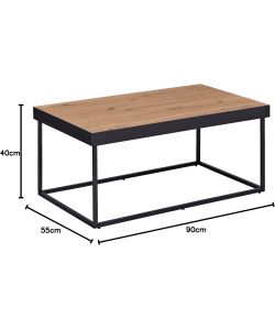 Inter Link Tavolino da Caffè Passione 90x55x40 cm Metallo Nero Rovere Artisan