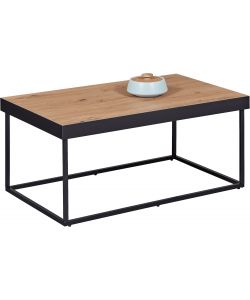 Inter Link Tavolino da Caffè Passione 90x55x40 cm Metallo Nero Rovere Artisan