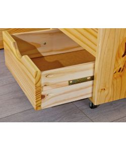 Claas Letto in Pino Massello Naturale 140x200 con Contenitore e Comodino