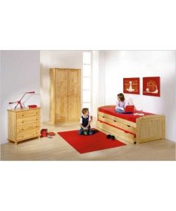 Inter Link Marinella Divano Letto 90x200 con Letto Estraibile e Cassetti - Pino Naturale