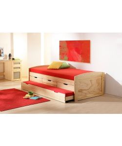 Inter Link Marinella Divano Letto 90x200 con Letto Estraibile e Cassetti - Pino Naturale