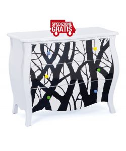 Com Classico Bianco in MDF e Legno Massiccio - 94 x 43,2 x 76,8 cm