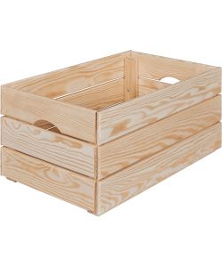 Inter Link Cassa in Legno Massello Impilabile 65x31,5x23cm Natura