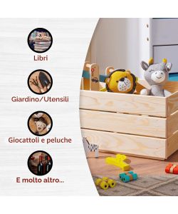 Inter Link Cassa in Legno Massello Impilabile 65x31,5x23cm Natura