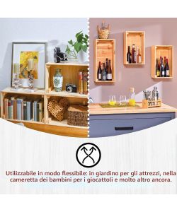 Inter Link Cassa in Legno Massello Impilabile 65x31,5x23cm Natura