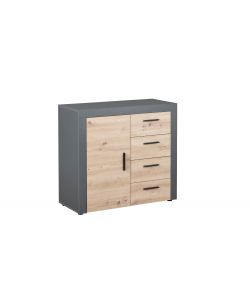 Credenza In Laminato Antracite+Frontali Quercia