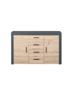 Credenza In Laminato Antracite + Frontale Quercia