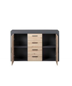 Credenza In Laminato Antracite + Frontale Quercia