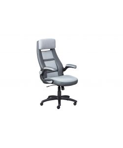 Sedia da ufficio in ecopelle grigia 66x74x118/128