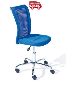 Sedia Ufficio con ruote in Ecopelle Metallo Blu