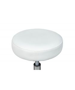 Sgabello Con Ruote Multiuso In Metallo Cromato E Pu Imbottito Bianco.