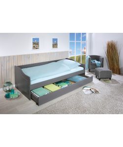 Inter Link Malte Divano Letto 90x200 Grigio - Divano con Letto Superiore e Cassone Estraibile - Pino Massello