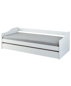 Inter Link Malte Divano Letto 90x200 Bianco - Divano Letto con Cassone Estraibile - Pino Massello