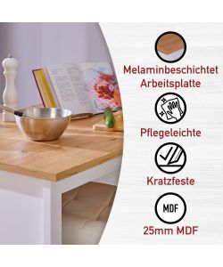 Tavolo Julina 124 x 75 x 91,5 cm Bianco e Quercia