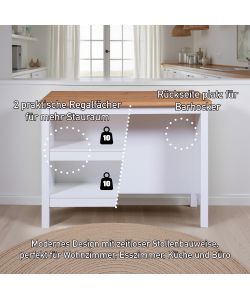 Tavolo Julina 124 x 75 x 91,5 cm Bianco e Quercia