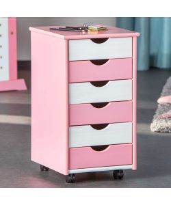 Inter Link Cassettiera 6 cassetti Bianco/Rosa - 36x40x65 cm