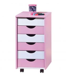 Inter Link Cassettiera 6 cassetti Bianco/Rosa - 36x40x65 cm