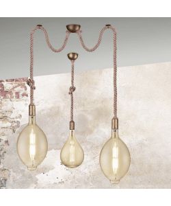 Trio Lampadario Sospensione Rope Ottone Anticato 1 Luce 150 cm E27