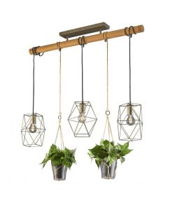 Trio Lampada sospensione Plant 3 luci Nichel Antico 115 cm
