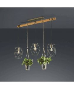 Trio Lampada sospensione Plant 3 luci Nichel Antico 115 cm