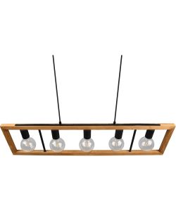Trio Lampada Sospensione Agra 5xE27 Nero Opaco Legno 100x150 cm