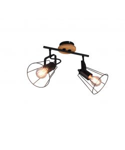 Faretto Jaipur 2x E27 60W 38x31x14 cm Nero Opaco