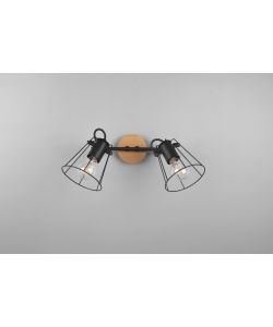Faretto Jaipur 2x E27 60W 38x31x14 cm Nero Opaco