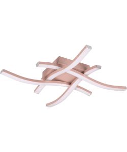 TRIO Plafoniera LED Route 4 luci oro rosa 46x46 cm