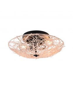Plafoniera Lovis 2x E27 - 40W - Finitura naturale con reticolo in rattan