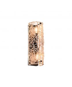 Plafoniera Lovis 2x E14 - 40W - Finitura naturale con reticolo in rattan