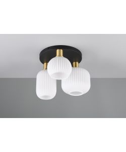 Trio Plafoniera Diva 3 Paralumi in Vetro - Ottone - E27 D.30x28,6cm