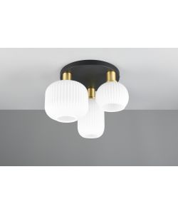 Trio Plafoniera Diva 3 Paralumi in Vetro - Ottone - E27 D.30x28,6cm