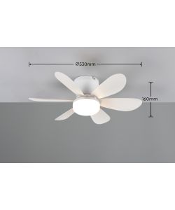 Ventilatore da Soffitto 52 cm Bianco con Luce LED 8W - Lund Trio