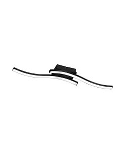 Plafoniera LED 2 Bacchette Ondulate 56cm Nero Opaco Moderno
