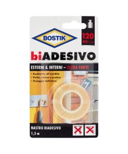 Bostik Nastro Biadesivo Ultra-Forte Trasparente Interni Esterni - 1,5m