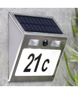 HI Numero Civico Illuminato a LED Solare Argento