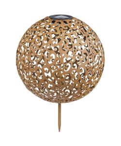 HI Lampada Solare a LED per Esterni Sfera 28,5 cm in Metallo Marrone