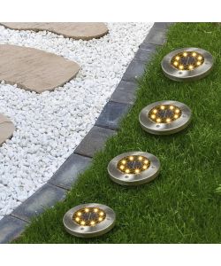 HI Luci Solari a LED Interrate da Giardino Set 4 pz