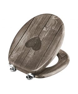 Sedile Copri Water Decoro Cuore, MDF, Marrone