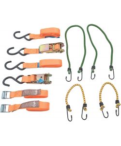 Set 8 pz Cinghie ancoraggio, tenditore e cavo elastico