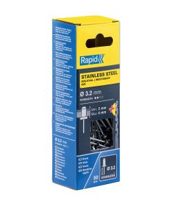 Rapid Rivetti Acciaio Inox 3,2x8 mm con Punta Trapano - 50 Pezzi