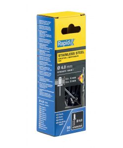 Rapid Rivetti Acciaio Inox 4x12 mm con Punta Trapano - 50 Pezzi