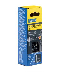 Rapid Rivetti Acciaio Inox 4,8x10 mm con Punta Trapano - 50 Pezzi